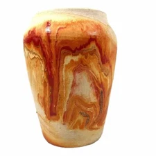 Nemadji Vase Indian Pottery Orange Red Southwest Western Decor Collectible 6”