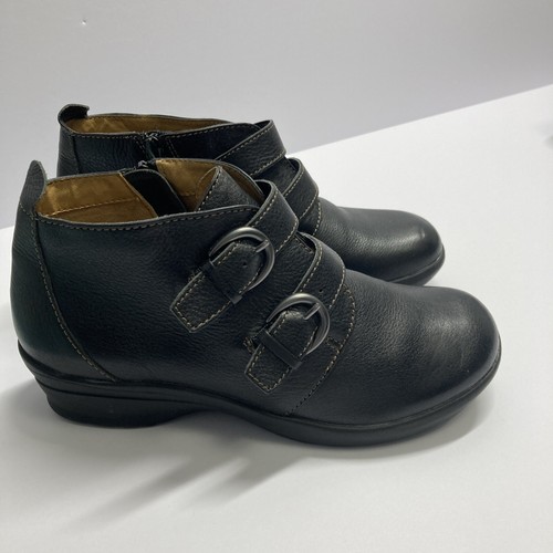 Soft spots ankle boots Black, Leather, Size 8M Round ToeBuckles Side, Zip - Picture 2 of 8