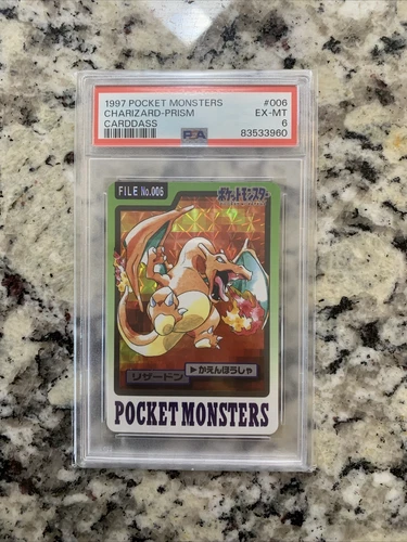 Pokemon 1997 Japanese Bandai Pocket Monsters Carddass #006 Charizard Prism PSA 6