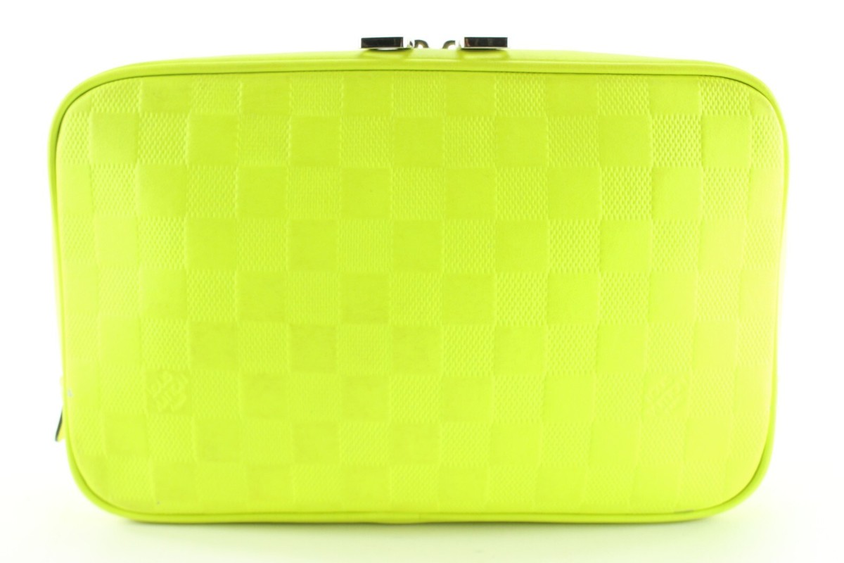 Louis Vuitton Neon Green Damier Infini Leather Trousse Cosmetic