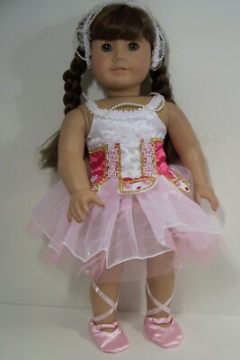 Pink Ballerina Dress Headband Slipper Shoes For 18 American Girl (Debs*)