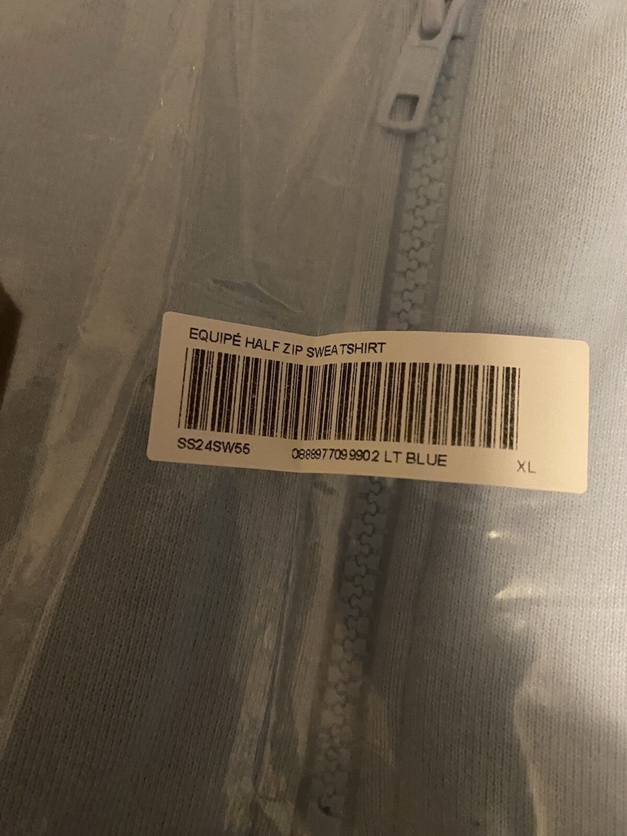 Supreme Equipe Half Zip Sweatshirt Unite Light Blue Size XL Supreme Equipe Half Zip Sweatshirt Unite Light Blue Size XL