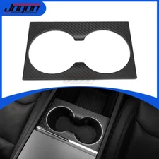 Matte Carbon Center Console Water Cup Holder Cover Trim For Tesla Model 3 2024+