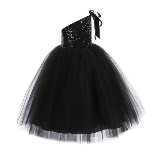 One-Shoulder Sequins Tutu Flower Girl Dress Tutu Dresses Princess Dress Pageant - Picture 47 of 72