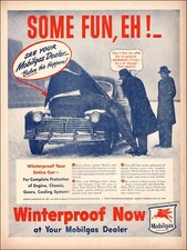 1946 vintage AD for MOBILGAS , Winterproof Your Car Before THIS Happens ! 101821