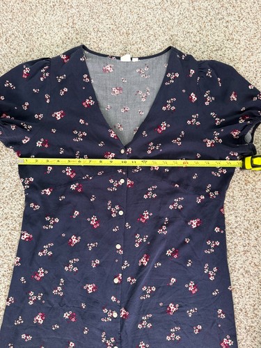 Gap Babydoll Blouse Womens XL Blue Floral Button Front Top Cottagecore Career - Picture 10 of 13