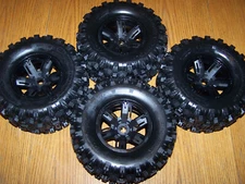 Fit Traxxas 8S 1/5 X-Maxx Sledgehammer BELTED Tires & Black Wheels Glued 77096-4