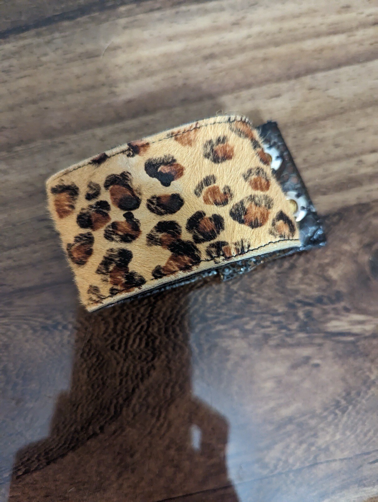 Wide Cuff Bracelet Strap Insert Leopard Black - image 3