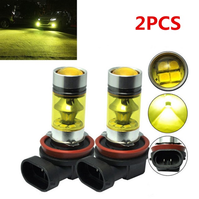 Pair LED H11/H8 4300K Yellow 100W 1000LM Car Fog Driving Lights Bulbs
