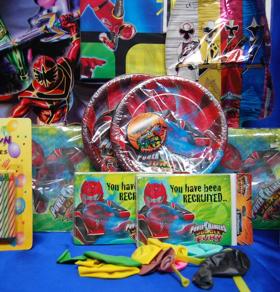 Power Rangers Fiesta # 23 Platos de Postre Cubierta Pegatinas Invitaciones Tarjetas Botín Foto 3 de 4