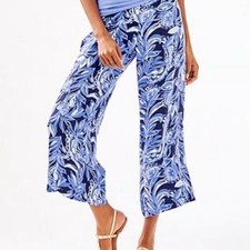 NWT Women  s Lilly Pulitzer Avery Crop Pants High Tide You  re The Zest Blue Sz 0