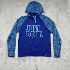 Nike Therma-Fit Hoodie Women's Size Medium Blue Just Do It Graphic