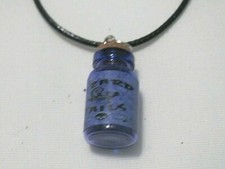 HAND ASSEMBLED/CRAFTED BLACK CORD NECKLACE W/ "LIZARD TAILS" POTION BOTTLE