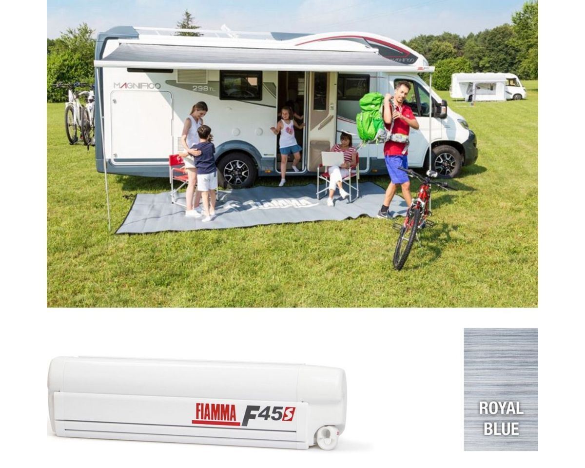 Fiamma F45S 350 Awning Polar White Royal Blue Fabric