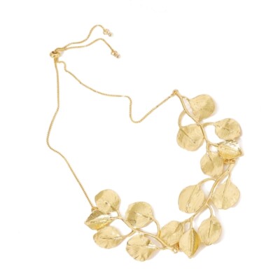 Fashionable Ginkgos Leaf Necklace Earrings in Gold/Silver for Casual Outings