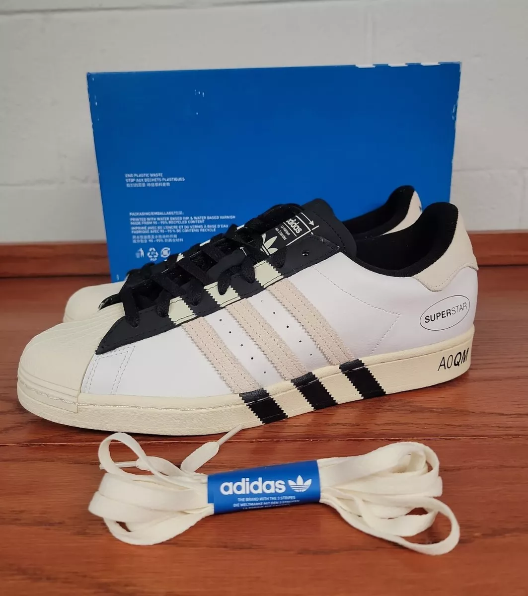 Adidas Originals Superstar Black Cream White Sneakers GX6025 Mens Shoes Size 13