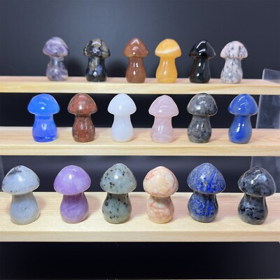 1.5'' Natural Mixed carved mushroom Skull quartz crystal Skull Reiki Random 2pcs