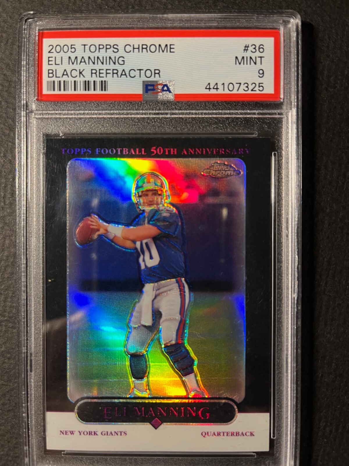 ELI MANNING 2005 Topps Chrome #36 BLACK REFRACTOR #/100 PSA 9 MINT /HOF Giants
