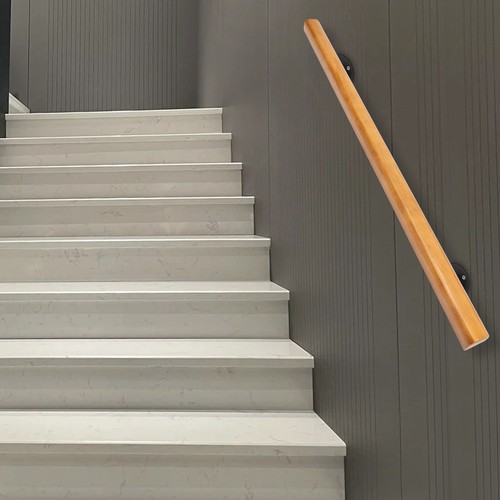 Wood Staircase Grab Wall Rail Bannister Railing Wall Mounted Stair Handrail 4 Ft - Picture 7 of 13