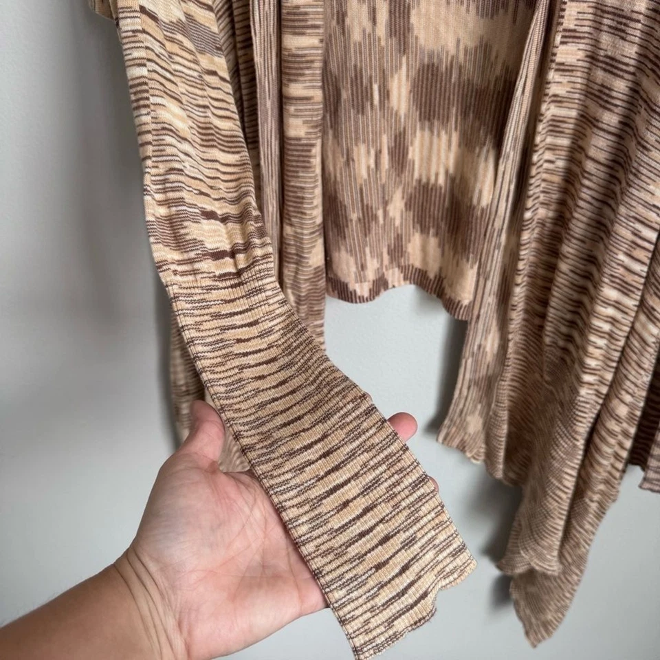 Cárdigan para mujer M Space Dye cascada drapeado frente abierto acogedor suéter boho Foto 3 de 4