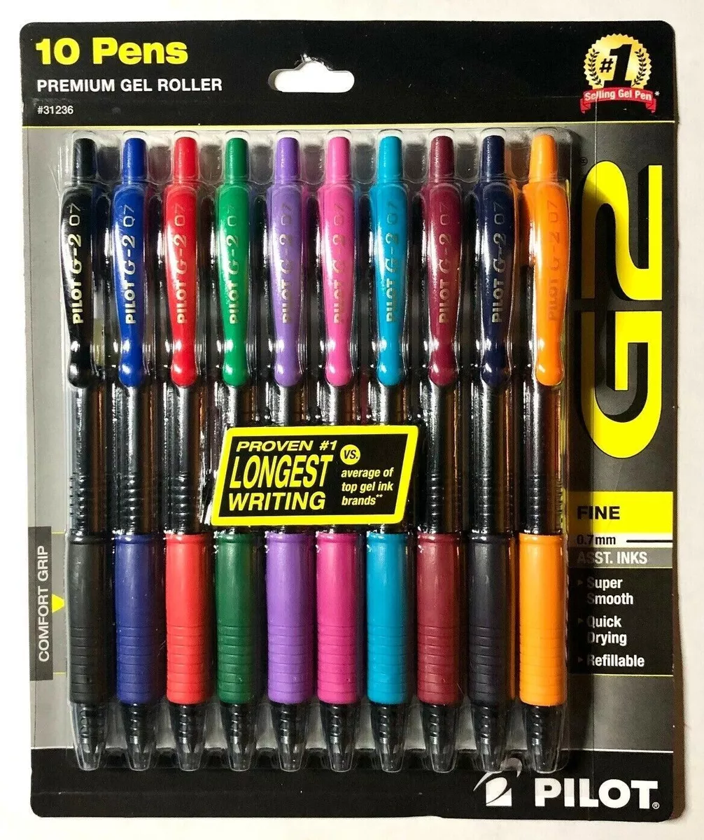 PILOT G2 Premium Rolling Ball Gel Pens Fine Point 10 Colors