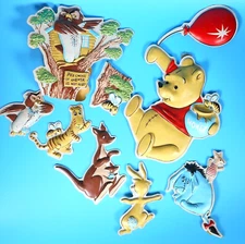 VTG 50s 60s Disney 9pc Winnie the Pooh 3D Wall Art Piglet Eeyore Tigger MCM