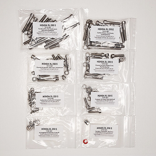 Kit vis moteur XL250S Honda pour remplacer les vis grippées