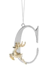 Ganz Elegant Silver Monogram Letter "C" Ornament w/Gold Reindeer Zinc