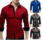 New Mens Casual Formal Shirts Slim Fit Shirt Top Long Sleeve M L XL XXL PS08