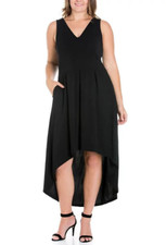 24seven Comfort Apparel Womens Plus Size High Low Par Black 3X      D223