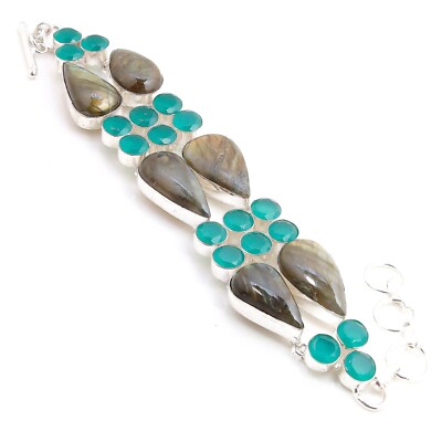 Labradorite Green Onyx Handmade Gemstone Bracelet Jewelry Bracelet Size  Inches