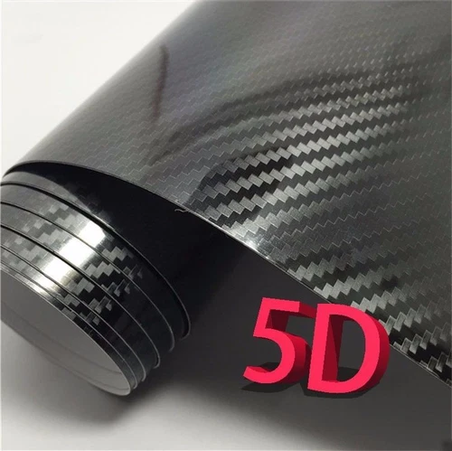 Rollo De Vinilo De Fibra De Carbono 5D Para Exterior Calificado 12 x 60 Negro