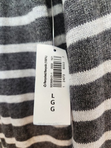 *New* Old Navy Striped Long Sleeve Sweater Dress Vneck Size Large Grey and White - Picture 3 of 14