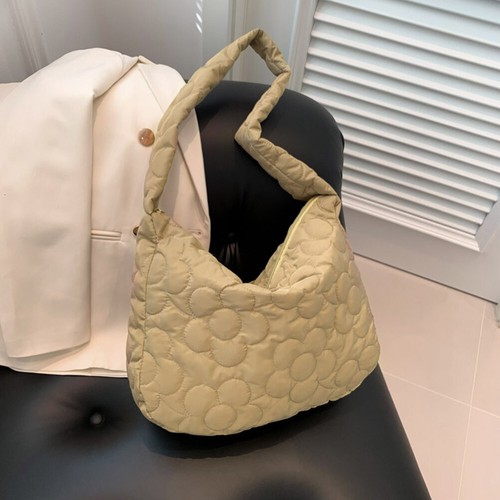 Women Down Tote Handbag Casual Large Capacity Slouchy Shopper Bag (Khaki)