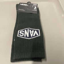 New Men's VANS Designer Logo Sport Skater Surfer Crew Cut Socks Size 6.5-9 Green