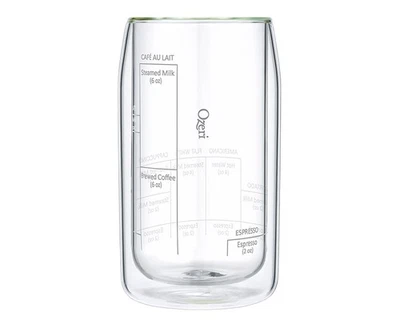OZERI Moderna Artisan Series 15oz Double Wall Barista Coffee Glass [Set of 2 or 1]
