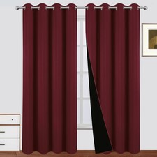 100 Blackout Curtains 52 x 95 Inch Burgundy Red Curtains 2 Panels Darkening ...