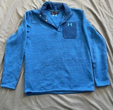 Under Armour Specialist Henley 2.0 Sweatshirt Mens Large Loose Blue Coldgear