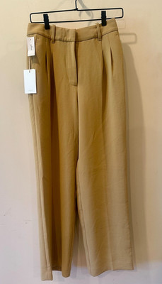Wilfred Aritzia NWT Effortless Crepette Wide Leg Sz 4 Beige Trouser Pants $148