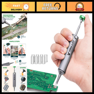 High-Performance Manual Desoldering Pump | No Clog Silicone Tip | Solder Remover