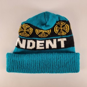 Vintage Independent Truck Co. Woven Crosses Beanie - Rare Teal/Yellow Skate Bean