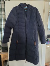 Ladies Dark Blue Trespass Long Coat Size 18 Waterproof And Windproof VGUC