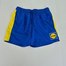 LIDL Swim Shorts Small Blue Yellow Men's 100% Polyester Lidl Logo