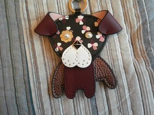 NWT  New Kate Spade Floral Pup Cherrywood Key Chain purse charm