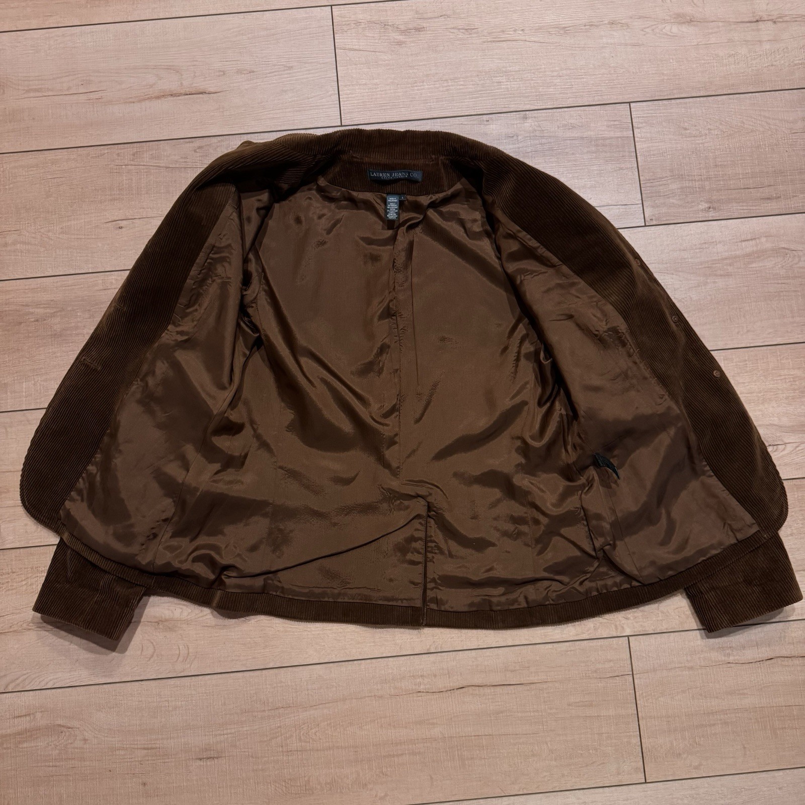 Vtg Ralph Lauren Jeans Co. Corduroy Blazer Lrg Brown Fitted Jacket Old Money 90s thumbnail 4