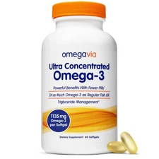 OMEGA 3 Ultra Concentrated 1105 mg Omega 3 Per pill 60CT OmegaVia