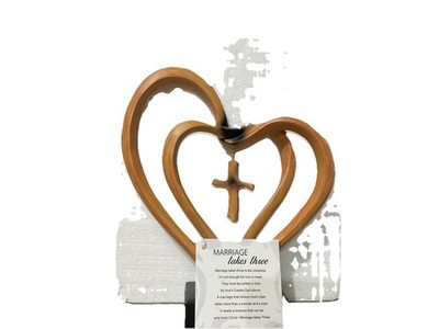 Marriage Takes Three Hearts w/Cross