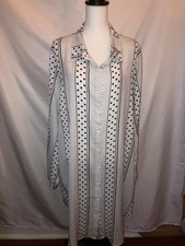 BOOHOO Black and White Polka Dot Stripe Print Button Up Blouse Dress