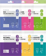 6 Types Toner Pad Trial Kit Portable Travel Combo Set - Ice Cooling, Collagen...