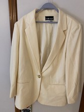 Vintage Sag Harbor Linen Blazer Womens size 14 Natural cream beige wool coat
